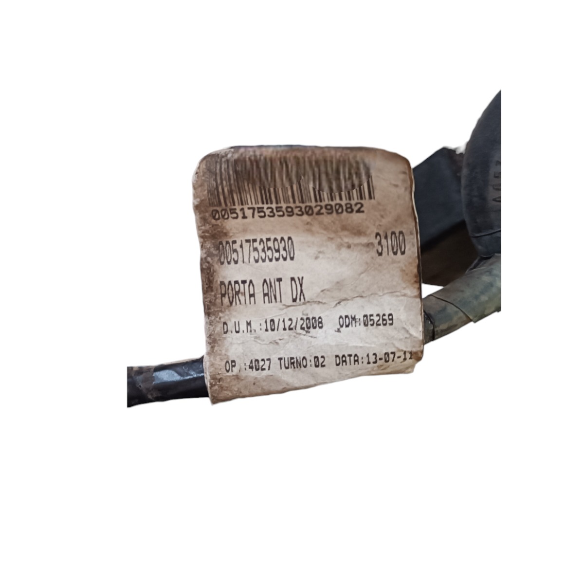 Chicote Porta Dianteira Direita Fiat Punto 1.4  2008 2012 7