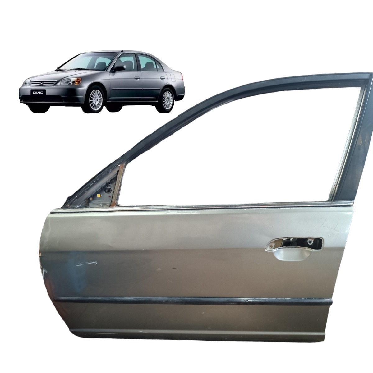 Porta Dianteira Esquerda Honda Civic 1.7 2001 2002 2003 2004 Dianteira Esquerdo Cinza 1