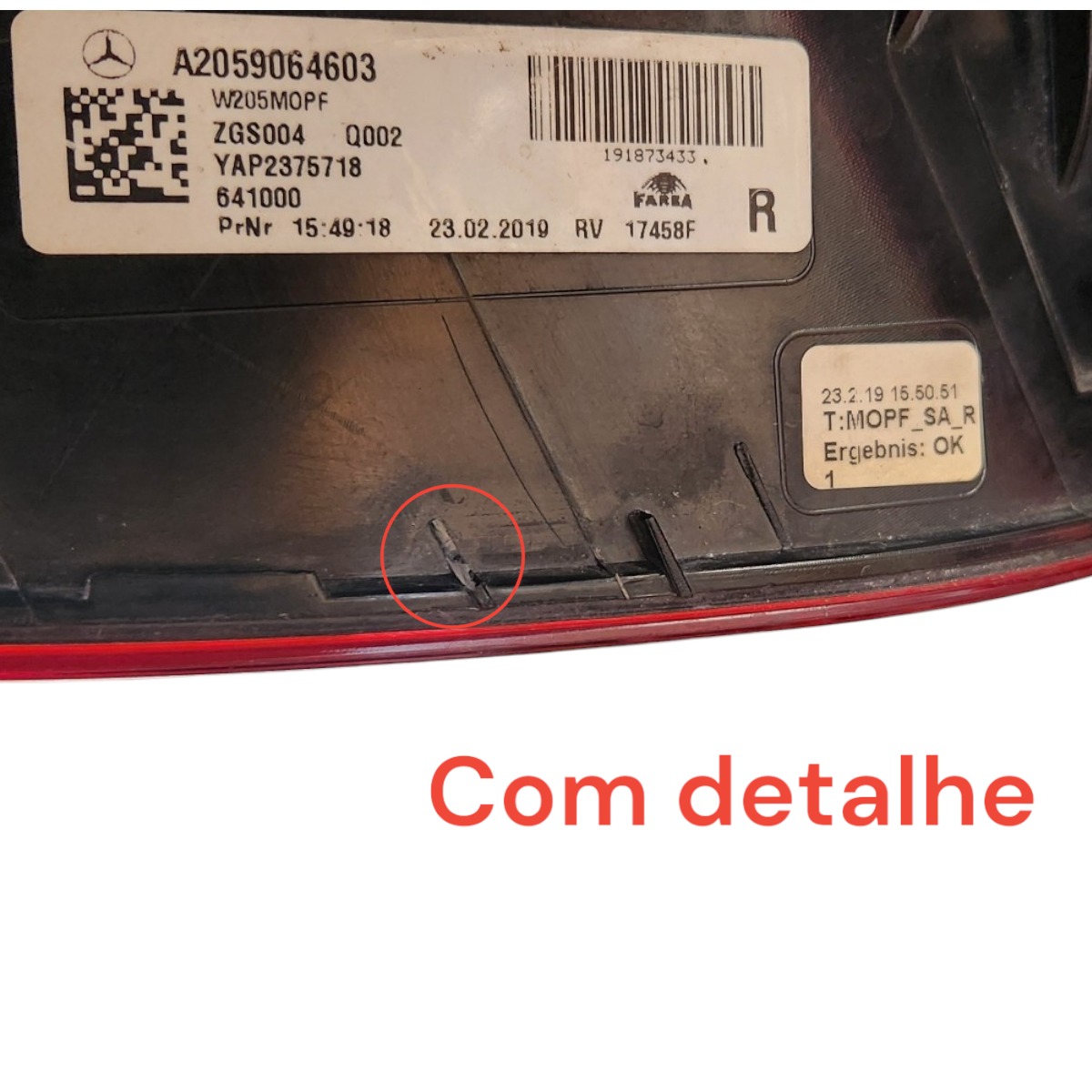 Lanterna Mercedes C180 C200 C250 Direita 2018 2021 Direito Vermelho 6