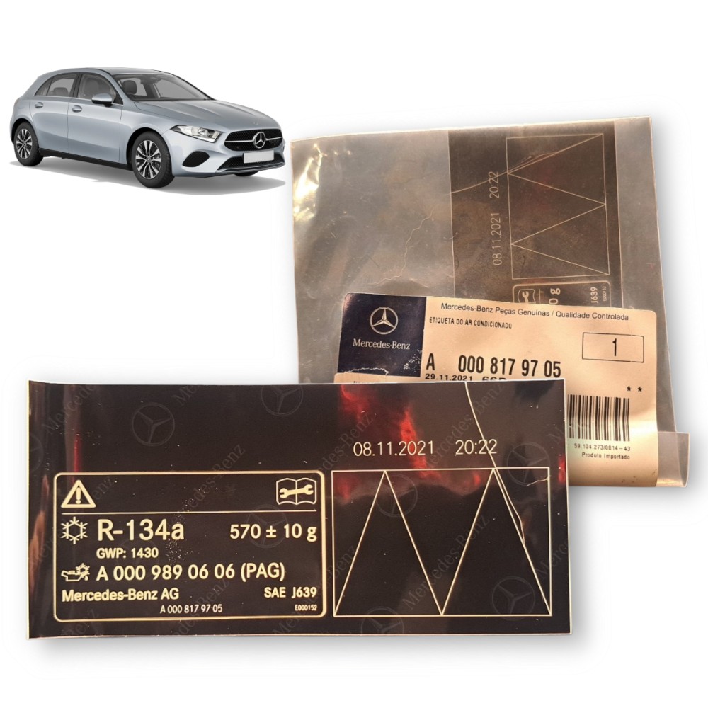 Etiqueta Ar Condicionado Mercedes A0008179705 Preto