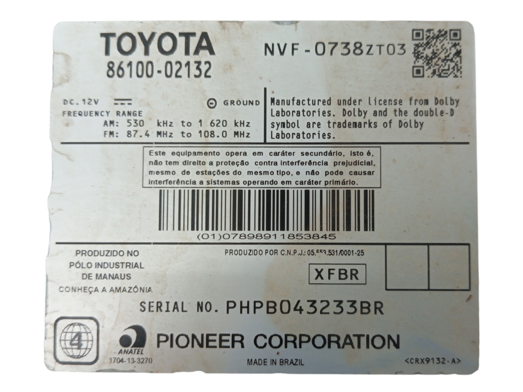 RADIO MULTIMIDIA COROLLA 2015/2017 8610002132 ORIGINAL 5