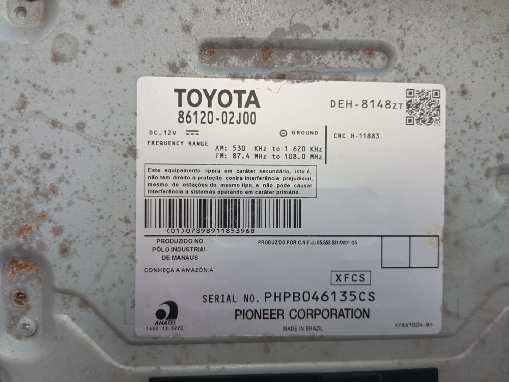 Rádio Multimidia Toyota Corolla 2014/18 Original- 8612002j00 9