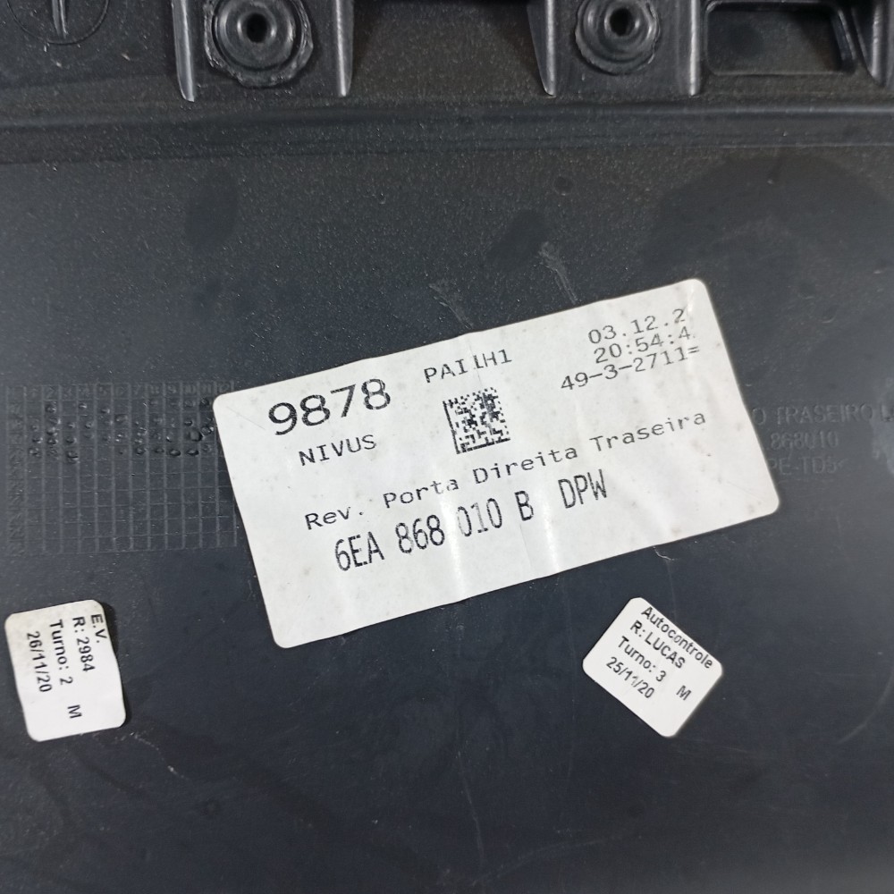 Forro porta Traseira Direita Nivus Tsi 1.0 2021 6EA868010B 7