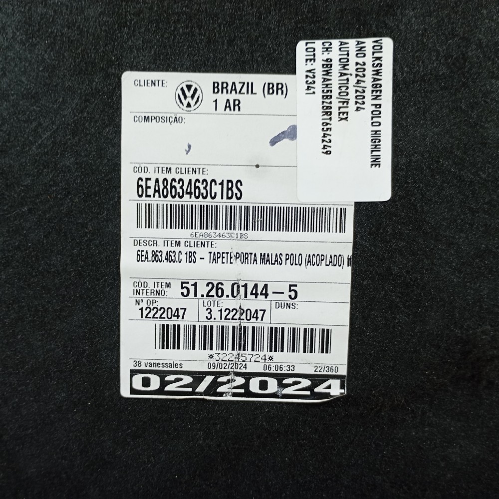 Carpete Porta Malas Polo Highline 2024 6ea863463c1bs Preto 7
