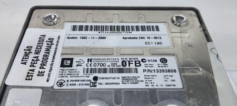 Módulo Bluetooth Chevrolet Cruze Sedan 2014 13393808 – Prata 7