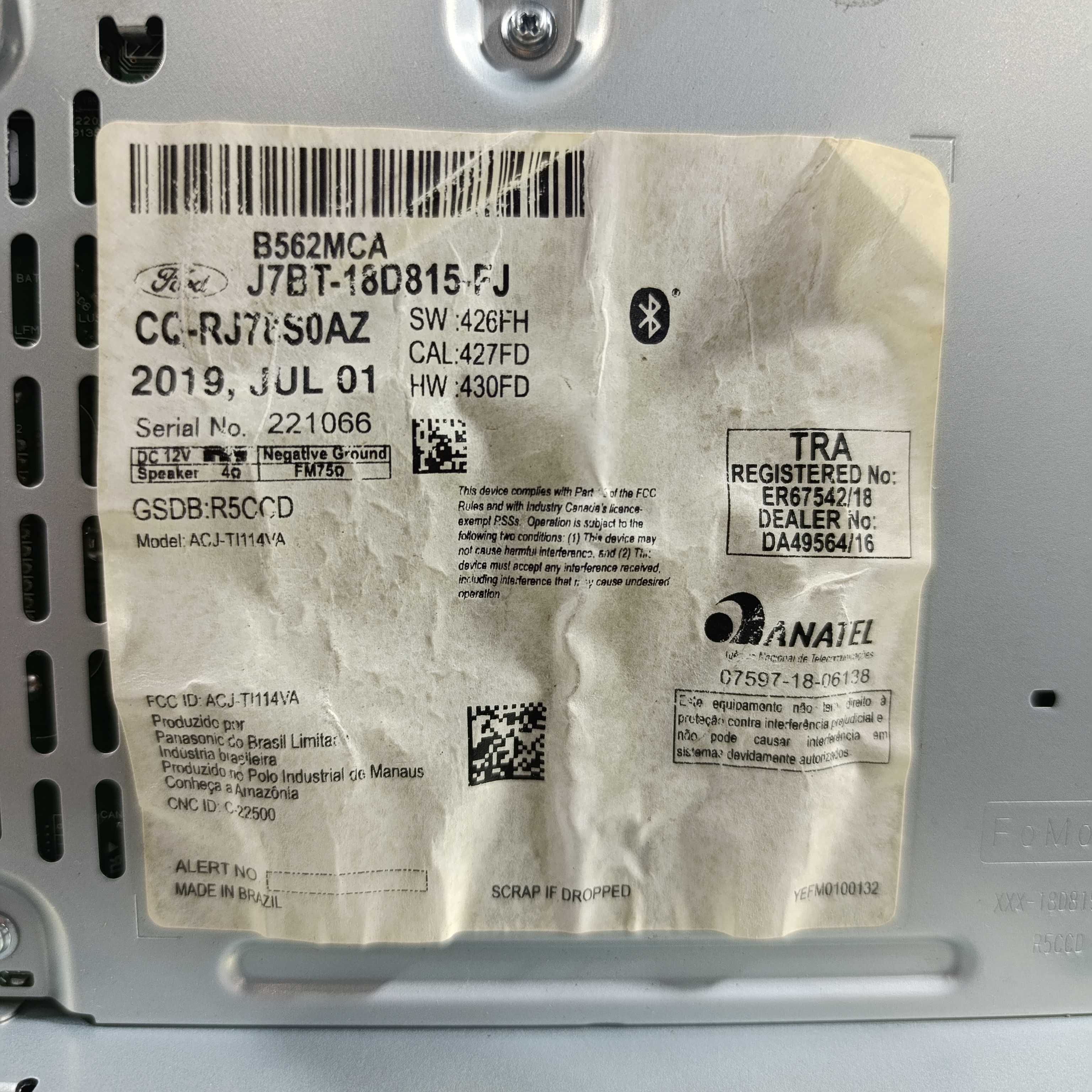 Rádio Ford ka se Hatch 2020 J7BT18D815 4