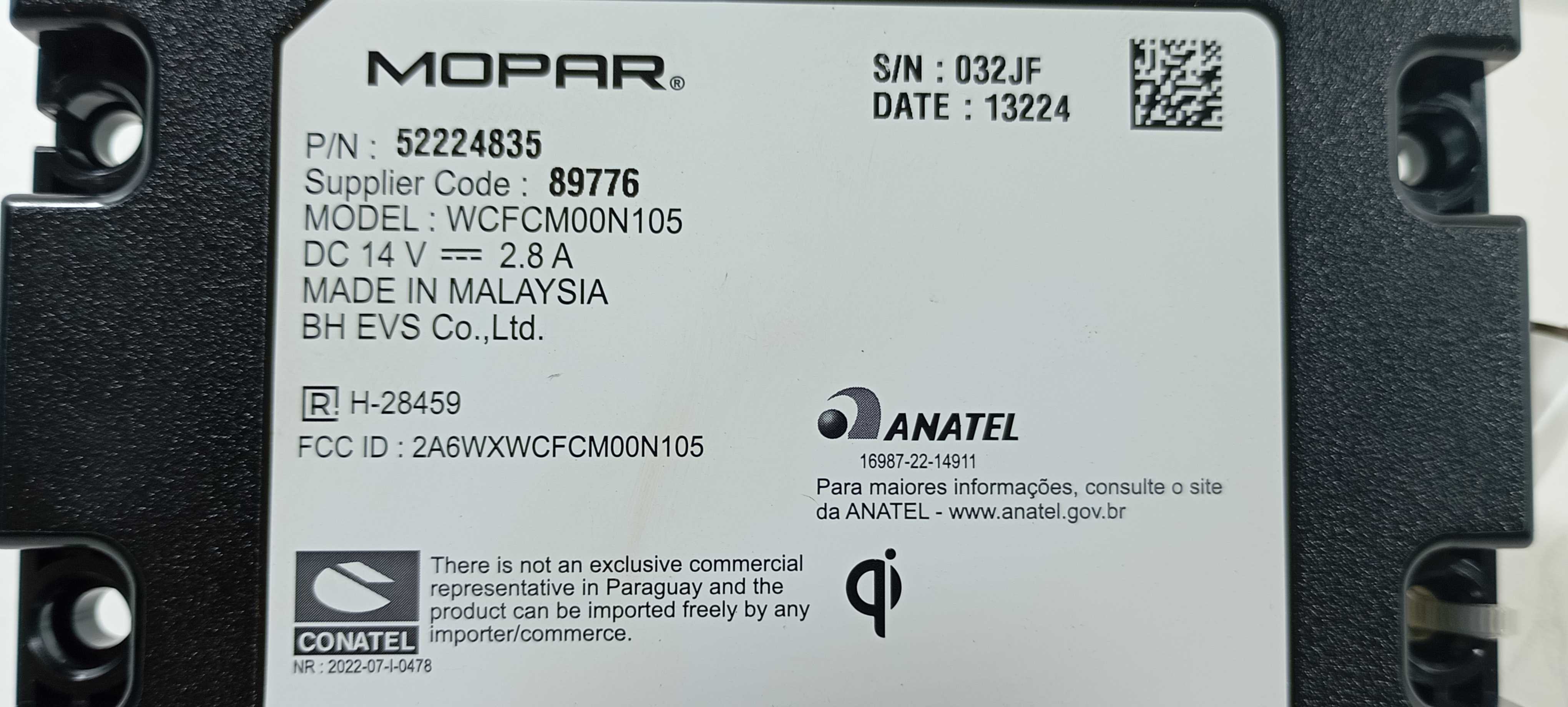 Módulo Carregador Indução Fiat Toro Volcano 1.3 2025 V2295 8