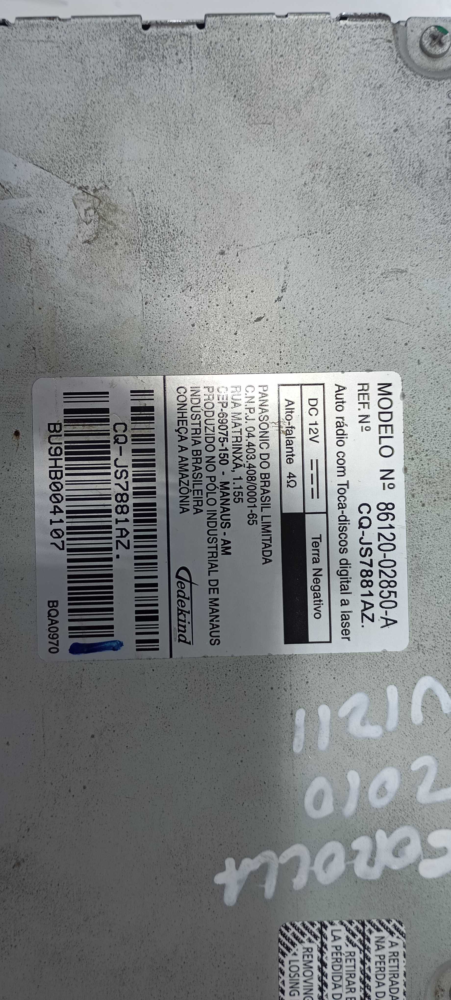 Rádio Toyota Corolla Xei 1.8 2010 8612002850a 10