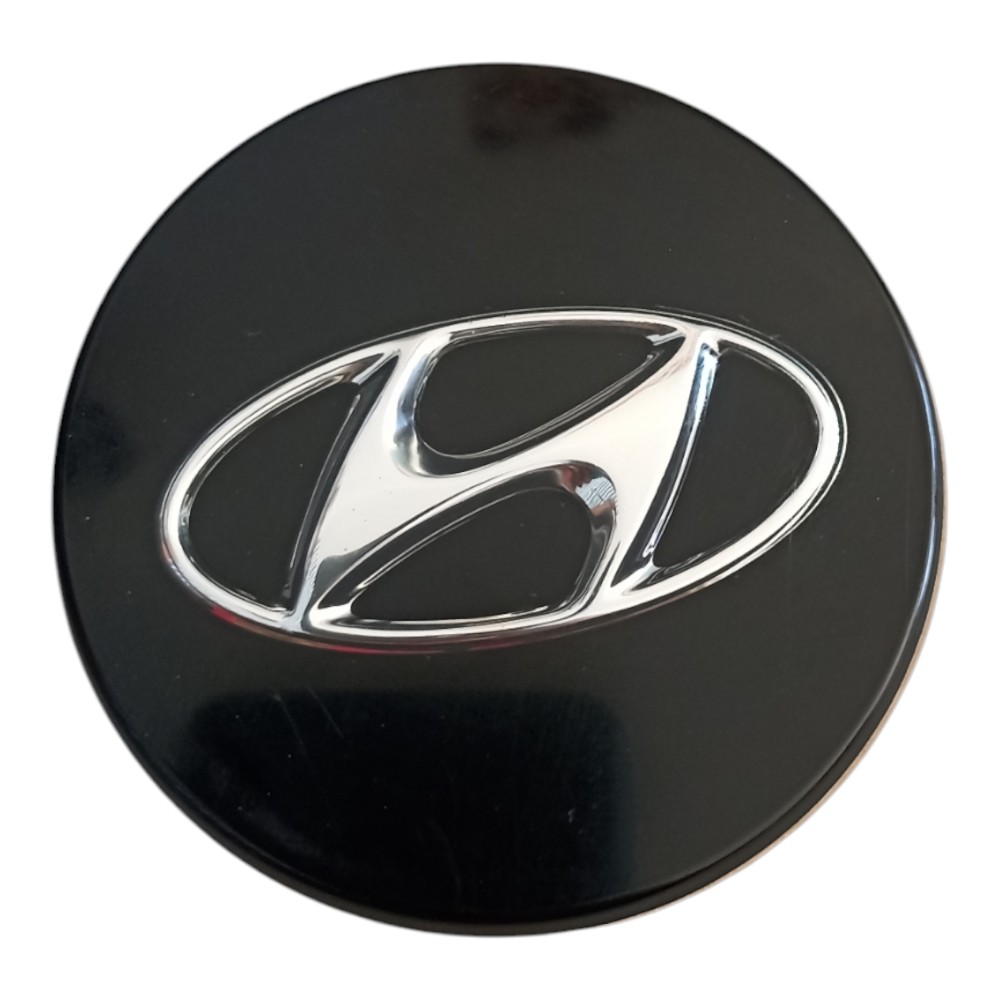 Calota Miolo Central Roda Hyundai Hb20 2013 À 2019. Preto E Cromado
