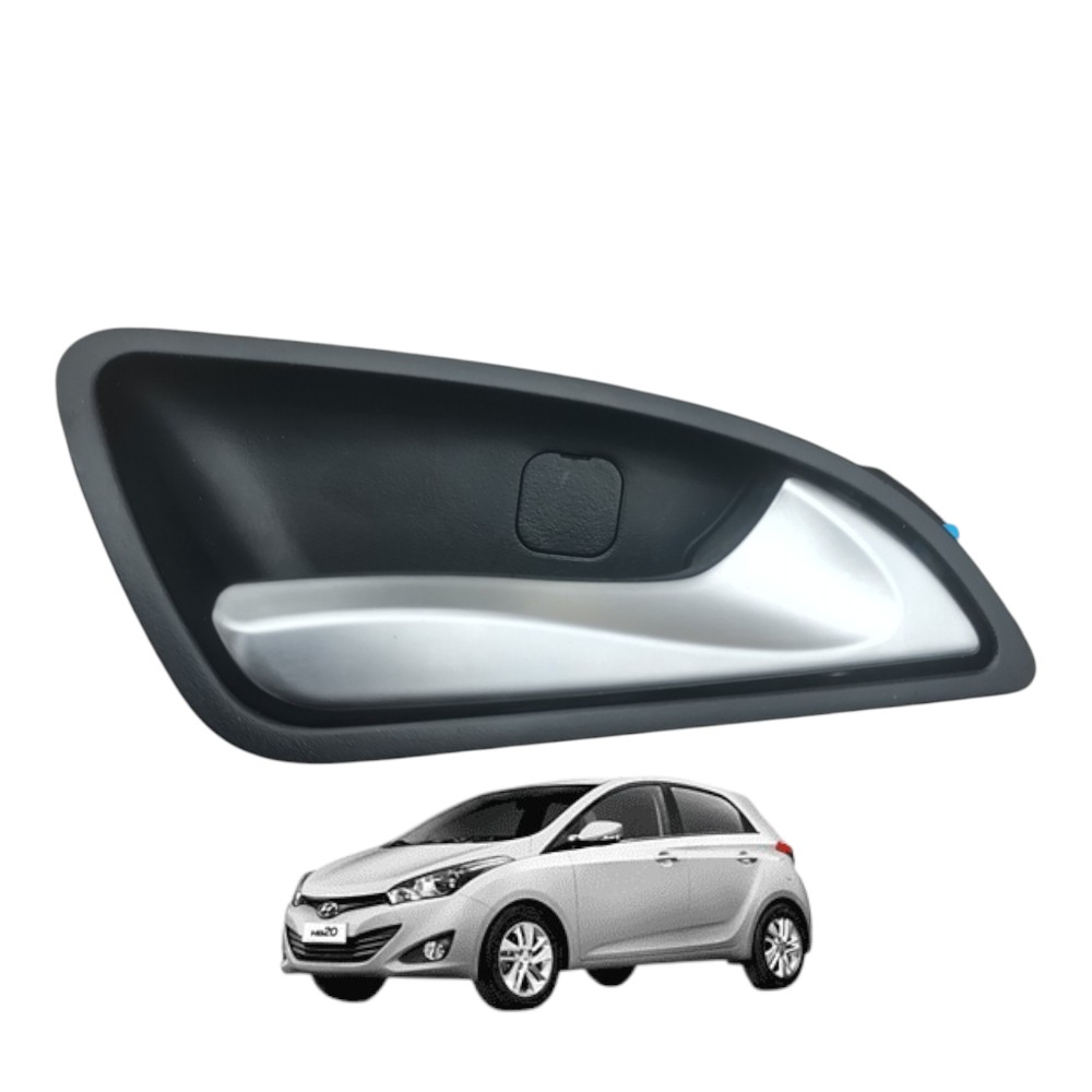 Maçaneta Interna Traseira Direita Hyundai Hb20 2013 À 2019. Cinza Traseira 1
