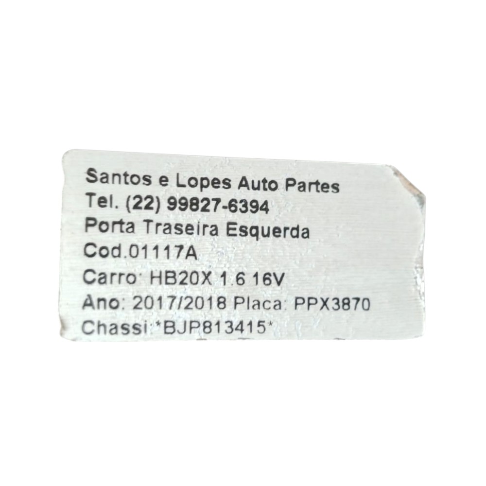 PORTA TRASEIRA ESQUERDA HYUNDAI HB20X HATCH 2013 À 2019. 10