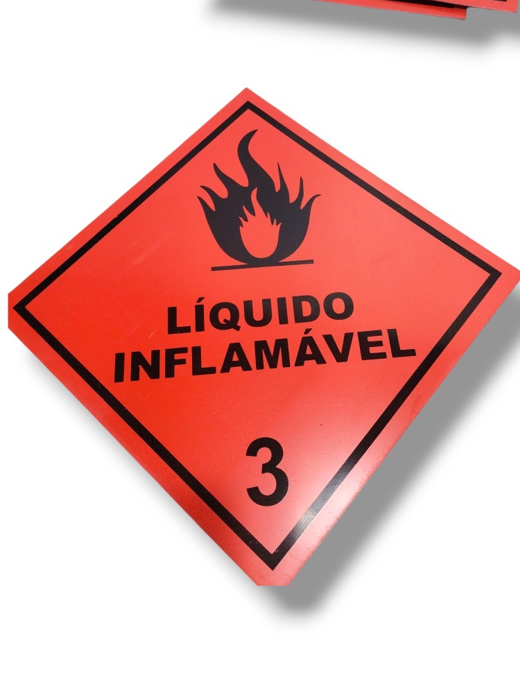 Placa simbolização liguido inflamável numero 3