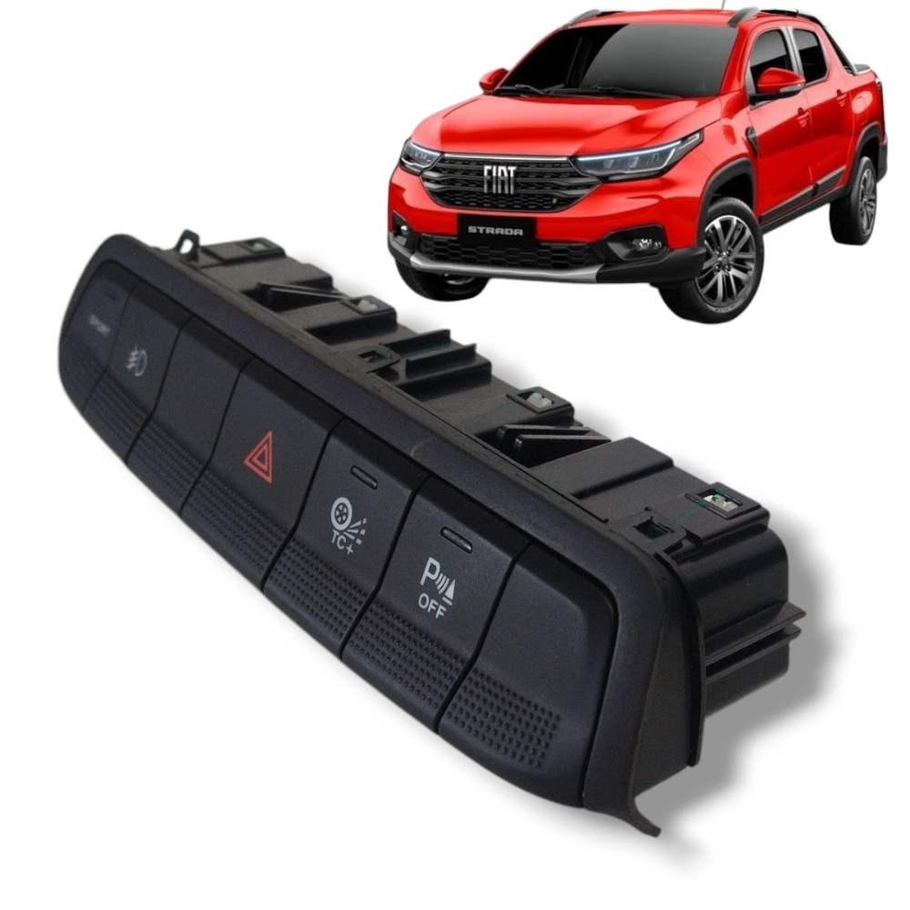 Botões Painel Central Alerta Fiat Strada 2023 01002769220  Preto 1