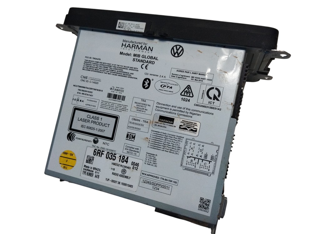Rádio Automotivo Vw/novo Fox Cl Mb 2016 6rf 035 184 Original 6