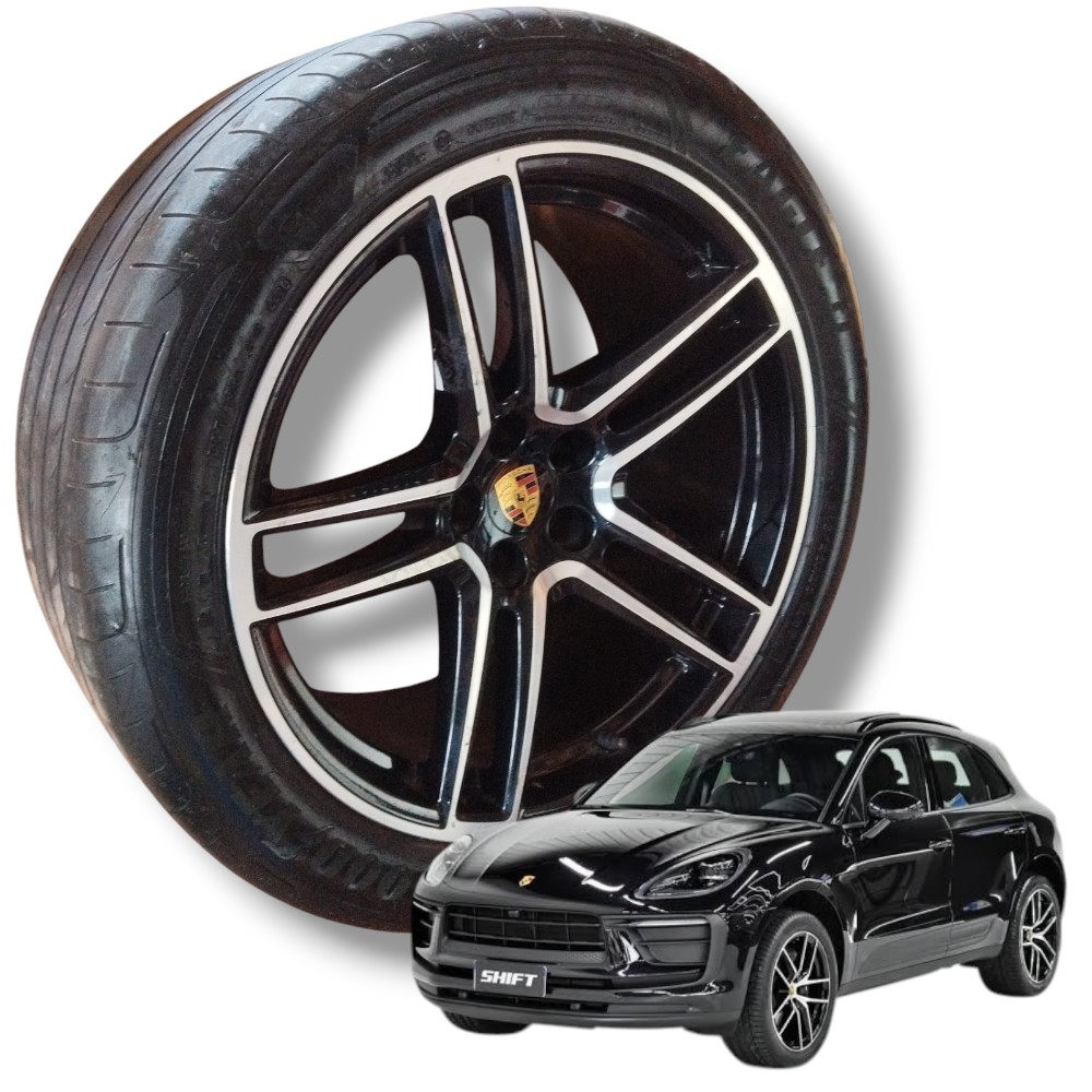 Roda Estrela Liga Leve Aro 20 Porsche Macan Original Detalhe Preto 1