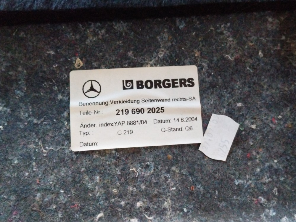 Forro Lateral Esquerda Porta Malas Mercedes Cls500 2005 2006 6