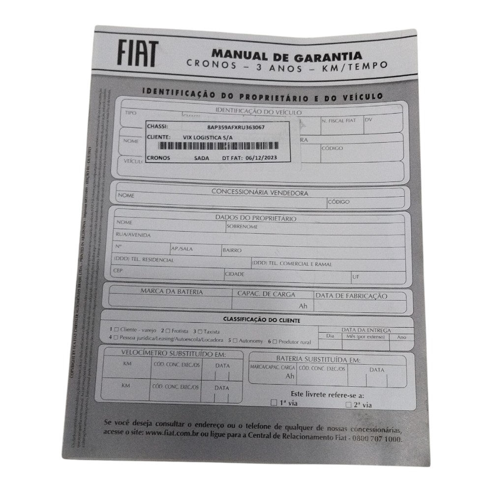 Kit Manual Instrução Do Proprietário Fiat Cronos 1.3 2023 3