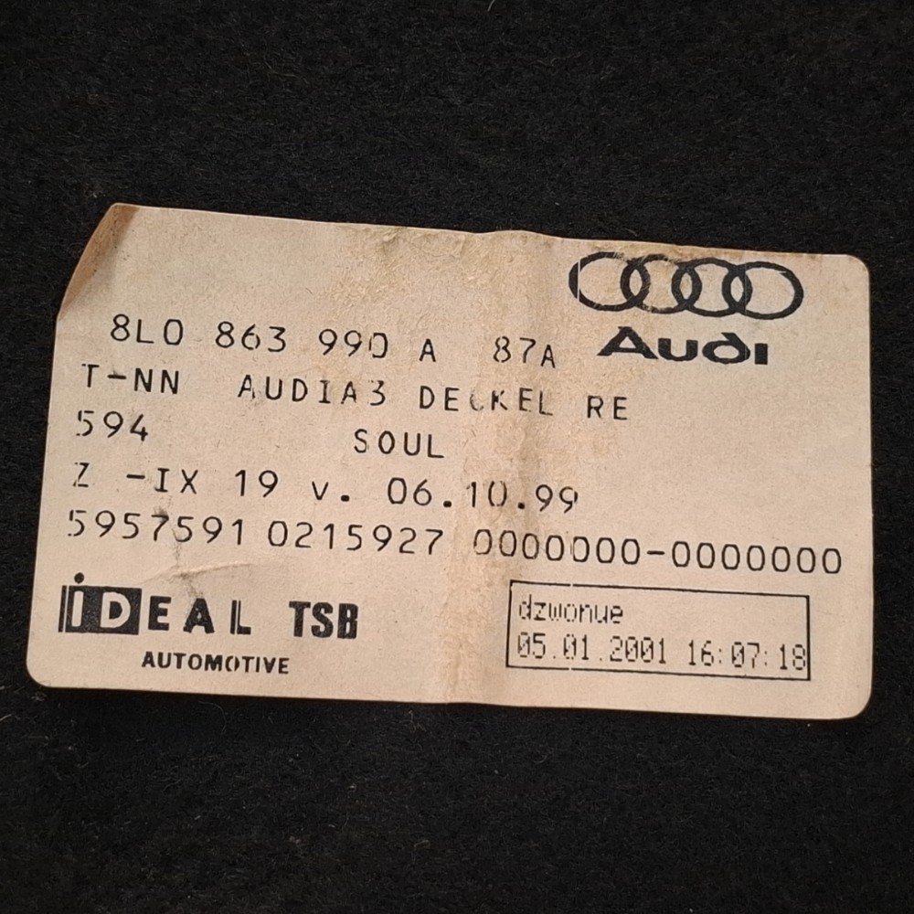 Tampa Acabamento Direito Porta Malas Audi A3 97 98 2001 2006 6