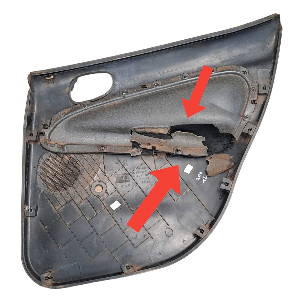 Forro Porta Tras. Esquerda Peugeot 206 2001 A 2007 Detalhe  Cinza 2
