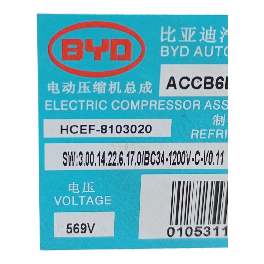 Compressor Ar Condicionado Byd Han Ev Seal Dolphin Mini 2023 2