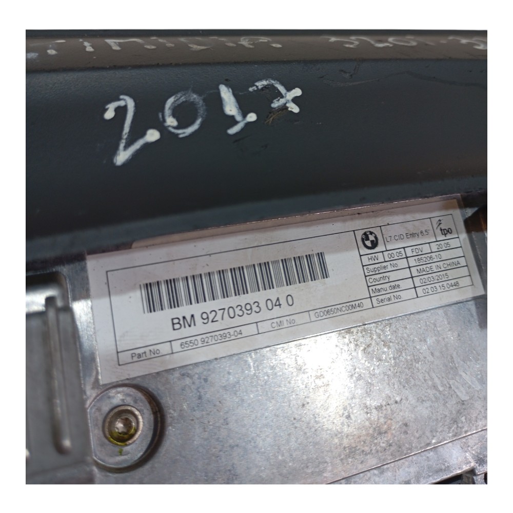 Tela Som Rádio Multimídia Bmw 320i 2.0 2015 Cod 9270393040 Preto 2