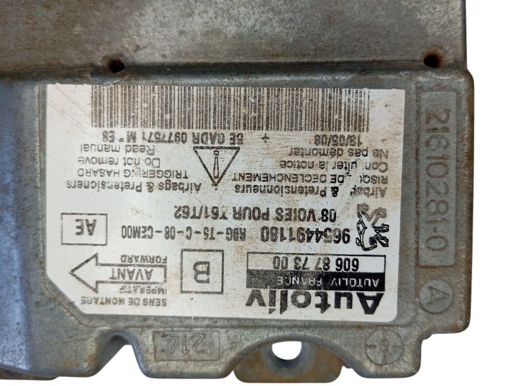 Módulo airbag peugeot 307 2006 a 2012 – 9654491180 4