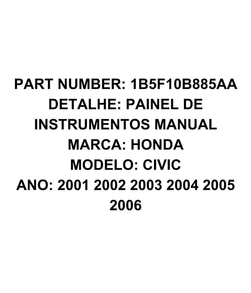 Painel Instrumento Honda Civic Lx 2001 A 2006 Manual E11370 2