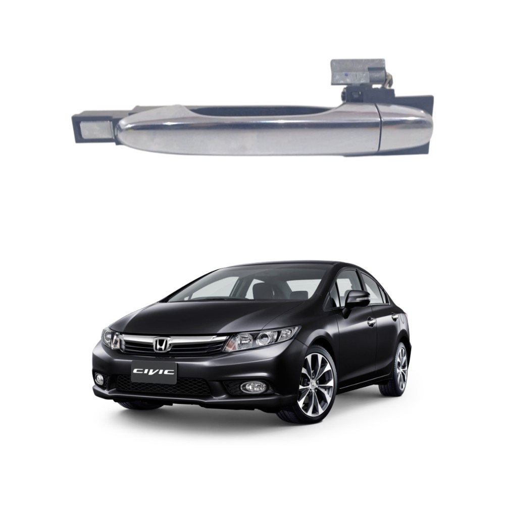 Maçaneta externa traseira esq honda civic 2012 2016 cromada