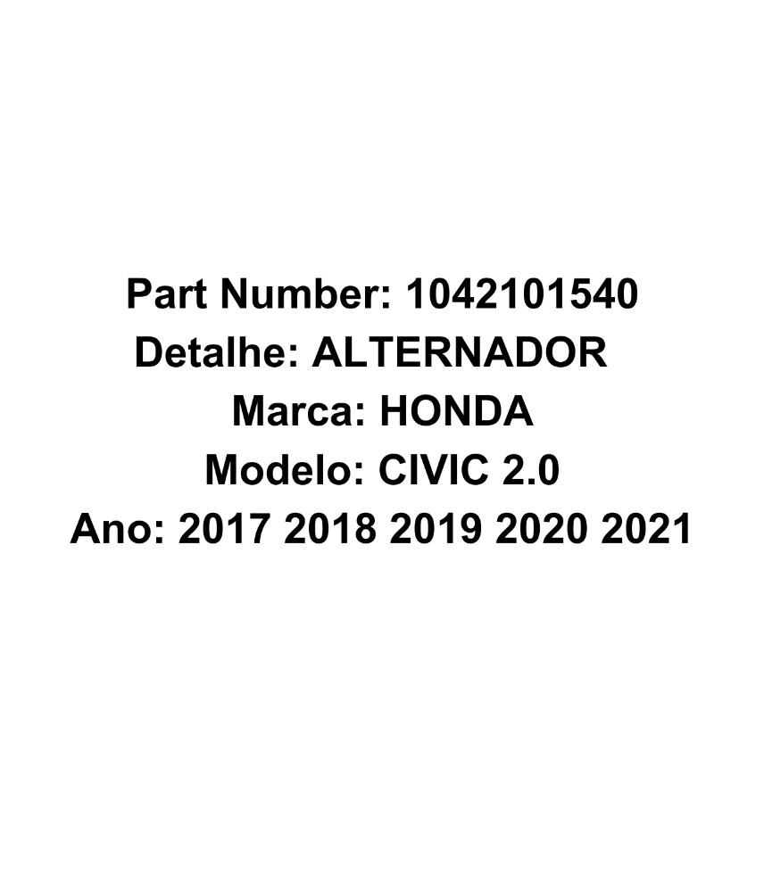 Alternador Honda Civic 2017 2018 2019 2020 2021 2.0 E10584 2