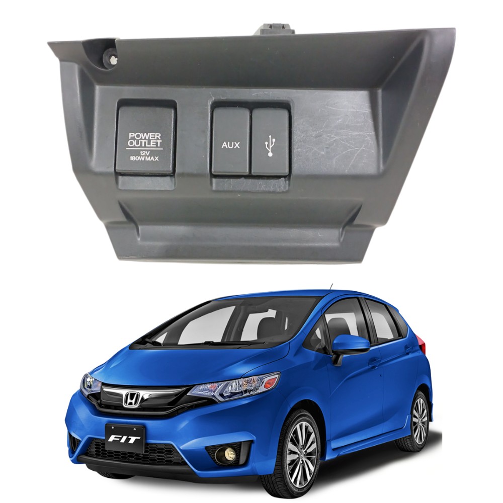 Moldura entrada tomada usb 12v honda fit 2015 2021