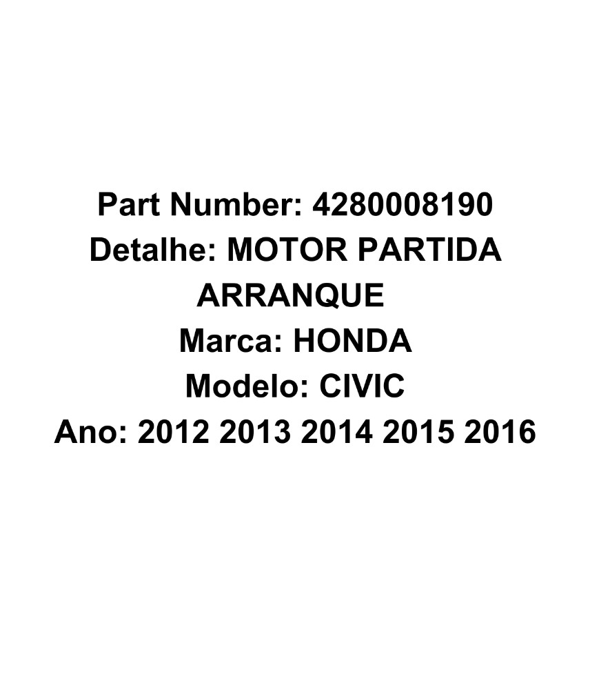 Motor Arranque Partida Honda Civic 2012 2013 2014 1.8 E10201 2