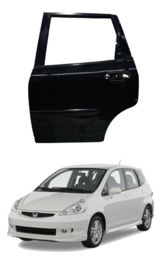Porta traseira esquerda honda fit 2004 2008 preta