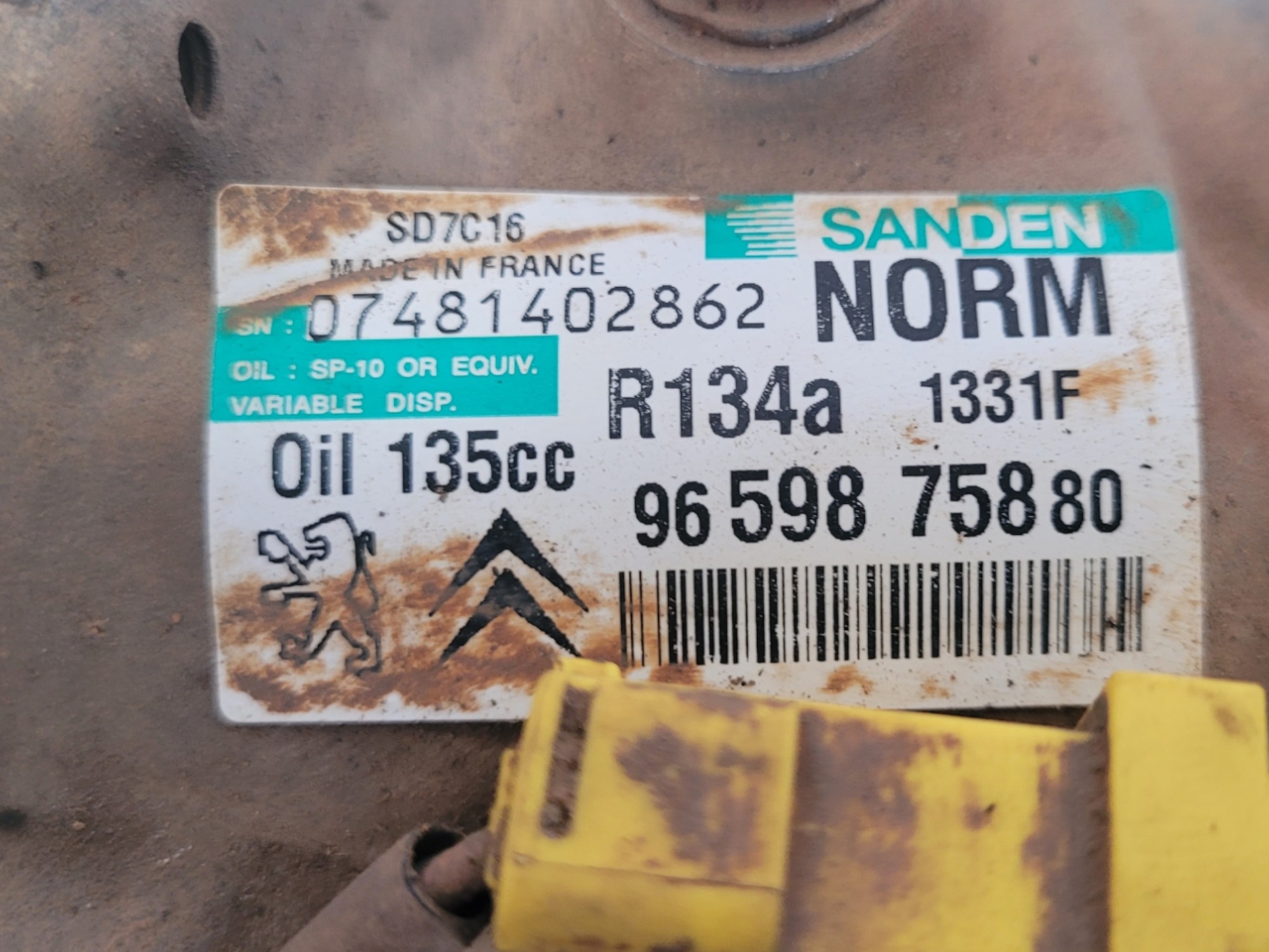 Compressor Peugeot 307 Citroen C4 Picasso Sanden 9659875880 8