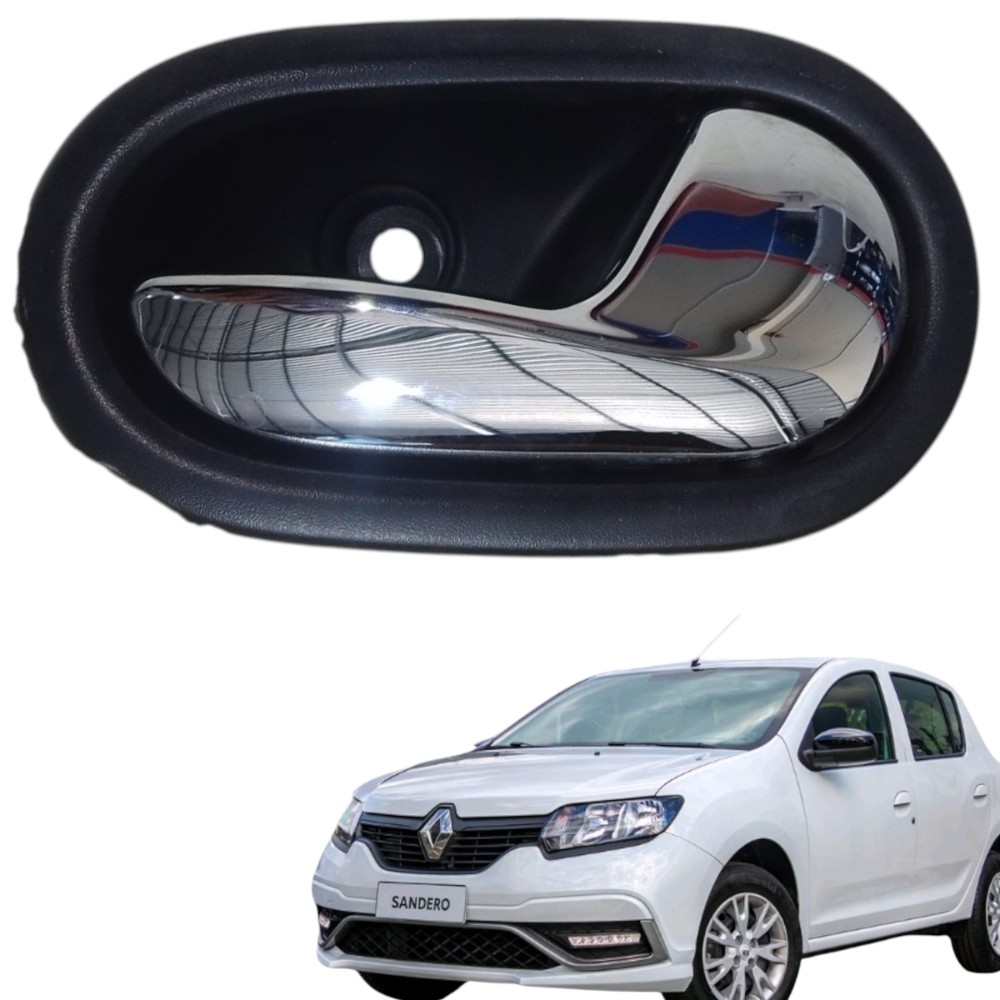Maçaneta Interna Cromada Direito Renault Sandero 2015 A 2015 Preta Dianteira