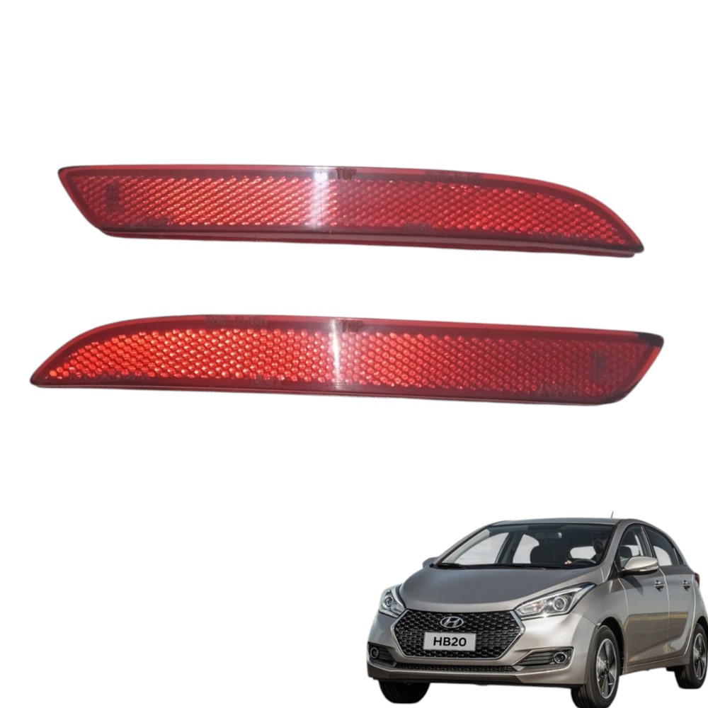 Par Refletor Olho De Gato Hb20 2013/2015 Original Vermelho Vermelho