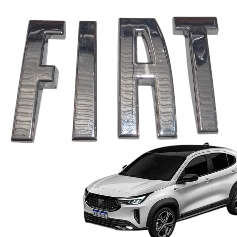 Emblema Cromado Fiat Logo Traseiro Original Fastback  Prateado