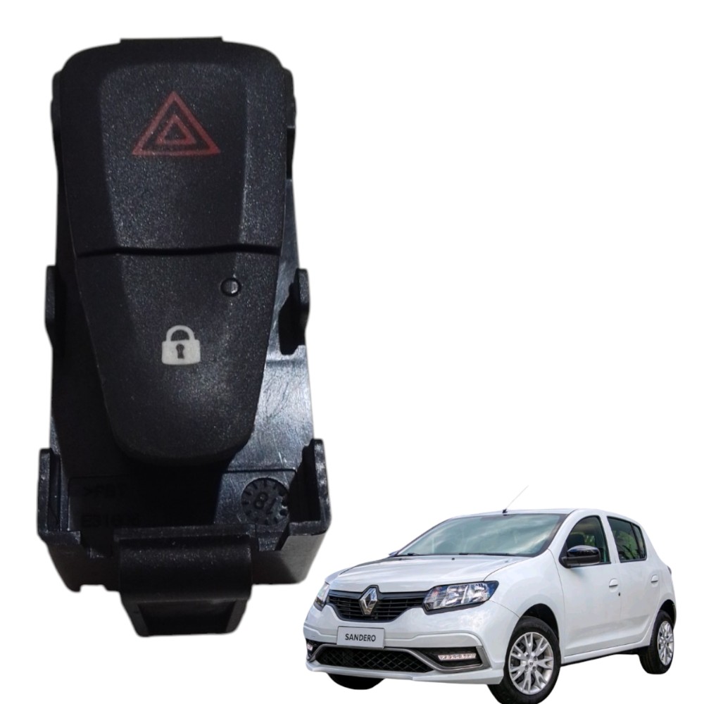Botão Interruptor Pisca Alerta Logan Sandero Preto 2