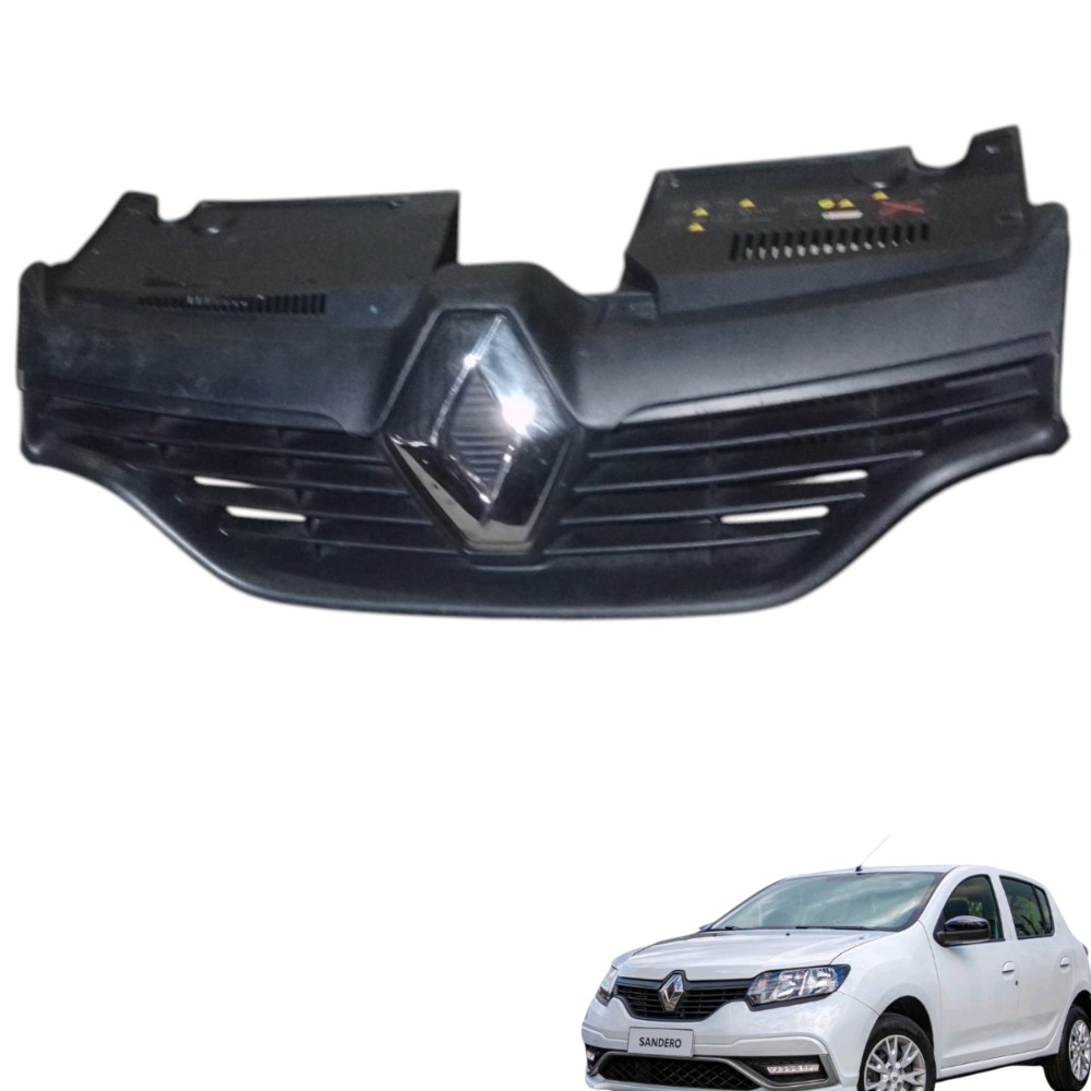 Grade Parachoque Dianteiro Renault Sandero Logan 2015 A 2017 – Preto