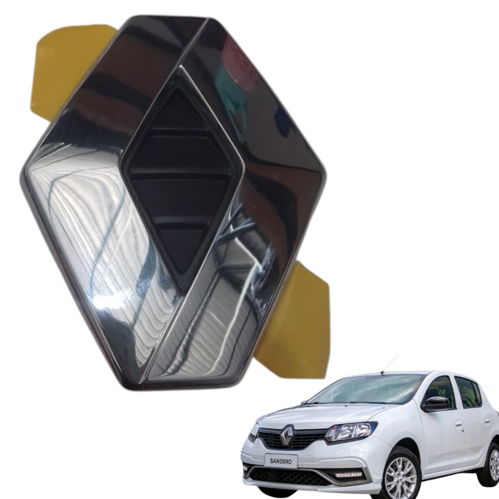 Emblema Logo Tampa Traseira Renault Sandero Logan 908891360r Prateado