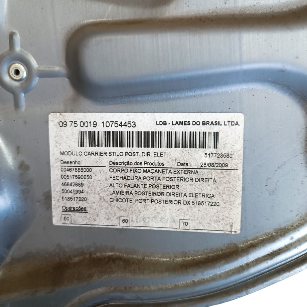 Suporte máquina vidro traseiro direito FIAT Stilo 2008 a 11 7