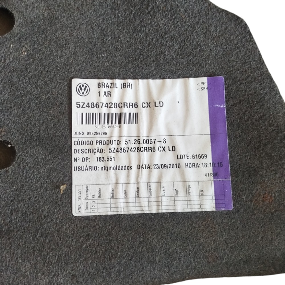 Forro Lateral Direito Porta Malas Vw Fox 2011/2014 Original 7