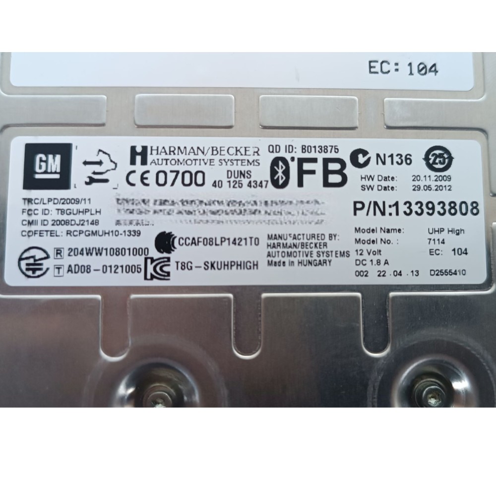 Módulo Bluetooth Chevrolet Cruze 2012 2013 2014 2015 2016 5